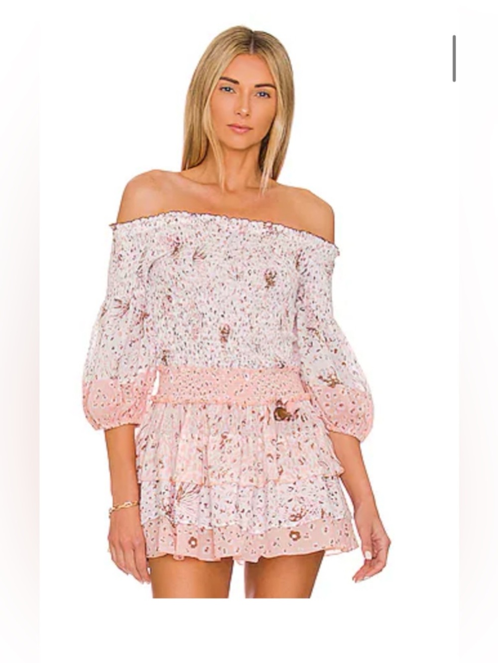 Nwt Poupette St Barth 
Ariel Off The Shoulder Top in Pink St Tropez